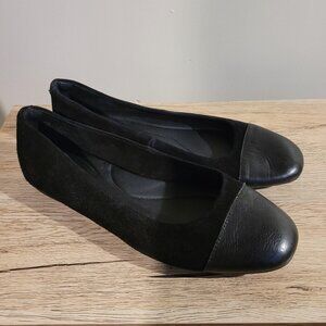 Black Leather Cap Toe Ballet Flats SZ 10